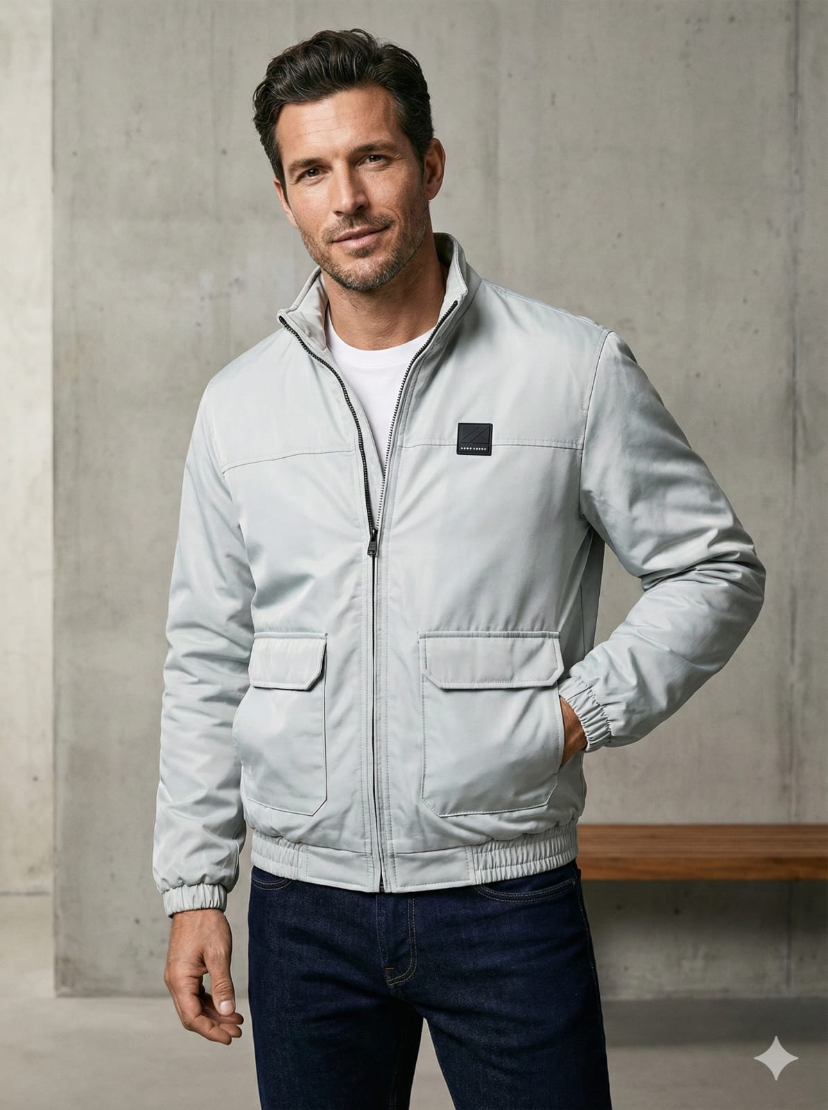 Pepe Jeans Men’s Ice-Grey Utility Bomber Jacket